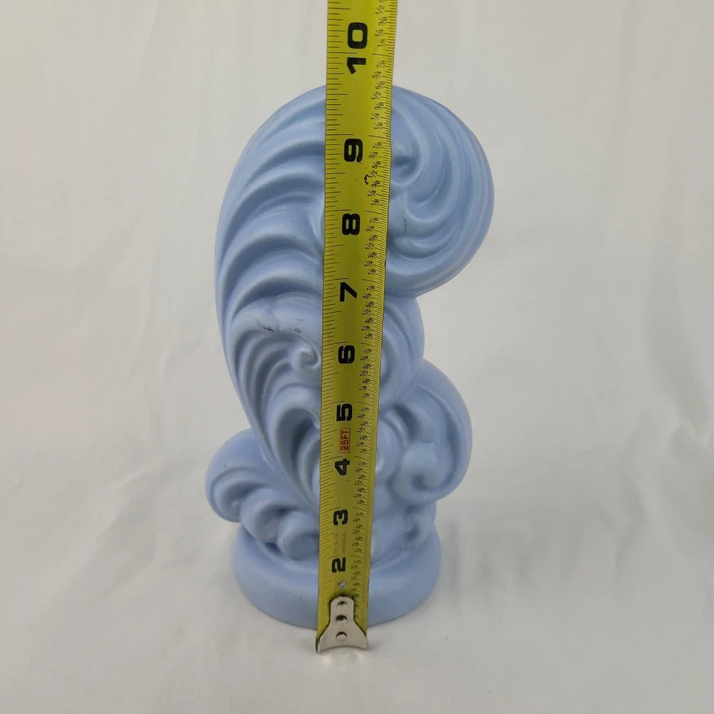 Vintage Haeger USA Pottery Blue Art Deco Wave Scroll Vase Mid Century Modern